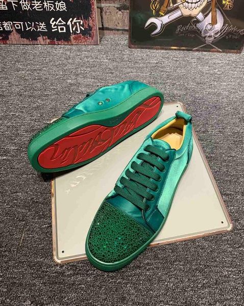 

d2 new christian luxury louboutin bottom red bottoms studded spikes brand cl mens casual shoes men women party lover sports sneakers, Black