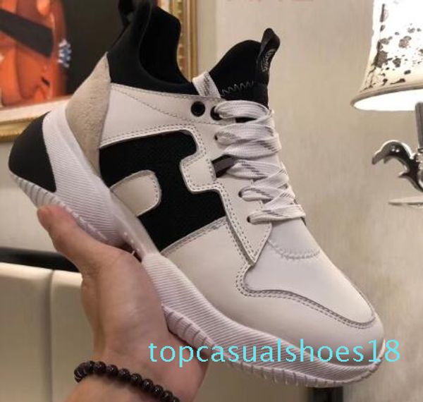 

luxury designer men women sneakers fashion white leather platform shoes flat casual party wedding shoes t18, Black