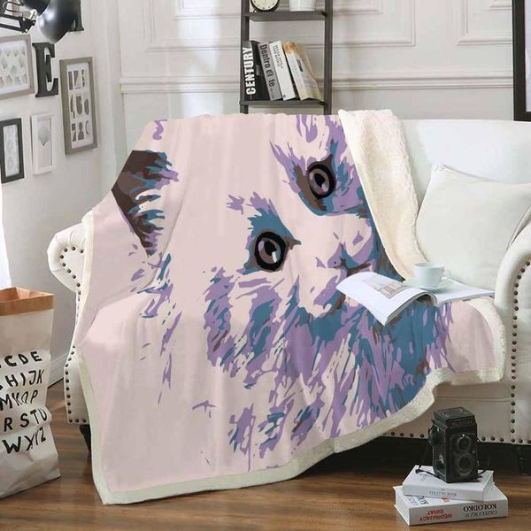 

cat water portrait blanket 3d digital printing double layer lambskin blanket sofa