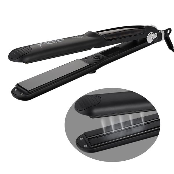 

professional straightening irons spray ionic electric tourmaline ceramic steam hair straightener iron fast styler styling tool, Black