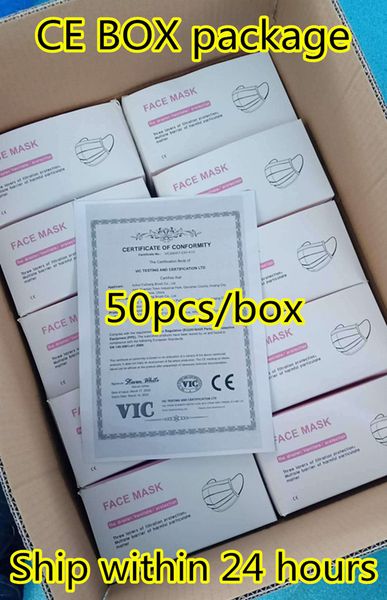 

real 50pcs/ce box non-woven disposable face masks disposable 3 layers dustproof mask facial protective cover masks cough cold fever protect