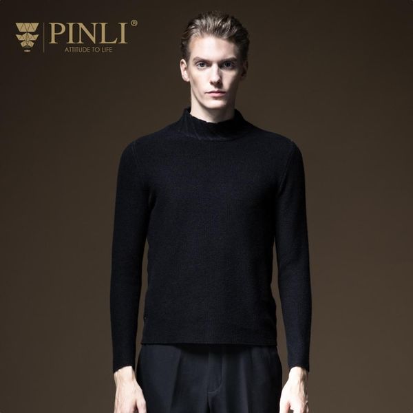 

agasalho masculino limited  pinli fall 2019 new men's decorated body pure color half-high collar knitted sweater b193310232, White;black