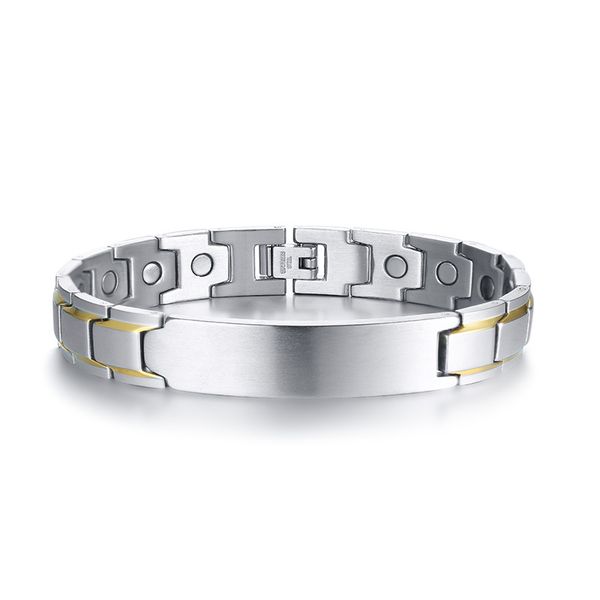 

mens scripture faith christian bible verse engraved cross bracelet magnetic therapy stainless steel bracelet for men, Golden;silver