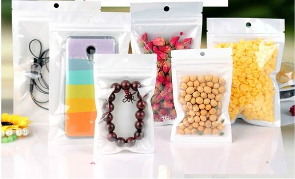 

100pcs Reusable White Translucent Storage Bag Pearlescent Film Ziplock Bag Food Fackaging Bag Multiple Sizes