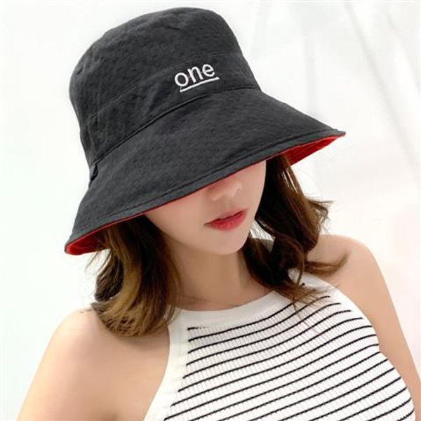 

korean version of spring and summer sun visor female double-sided letter cloth cap folding sun hat wild two-color fisherman hat tide, Blue;gray