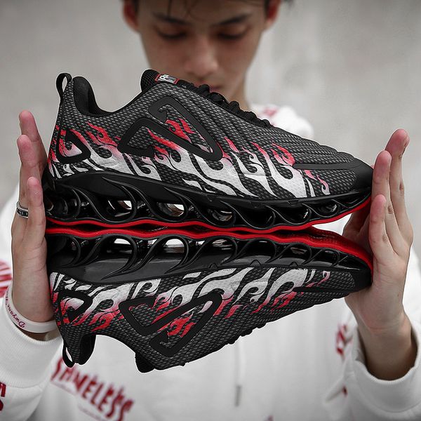 

new outdoor men's jogging sneakers men's casual shoes lace-up sports breathable blade large size basketball shoes, Black