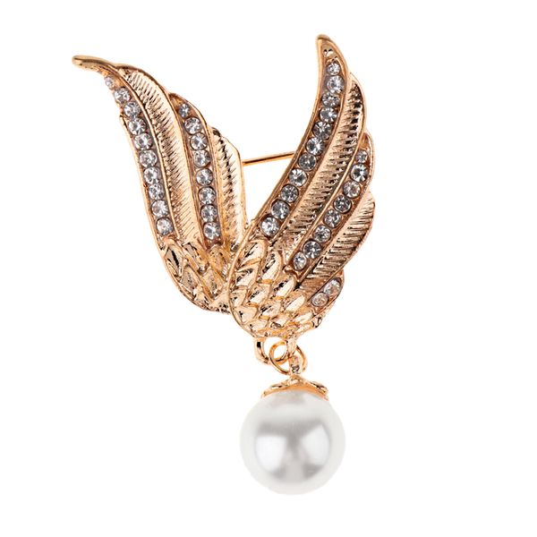 

women metal alloy crystal angel wings brooch lapel pin collar tip jewelry, Gray