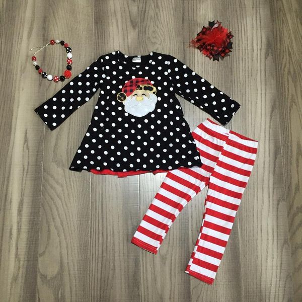 

baby girl winter clothes girls christmas outfits girls santa claus with stripe trousers outfits with accesories, White