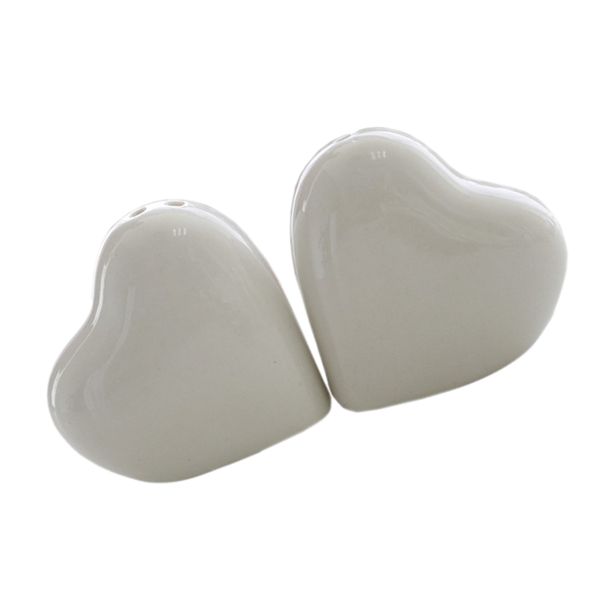 

2pc heart-shape ceramic salt pepper shakers canister set party favor 4 x 4 x 1.7cm/1.57×1.57×0.67inch size