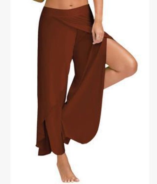 

Women's Designer Yoga Pants Exercise FitnessIn The Waist Loose Wide Leg Trackpants Street Waistband No Pants Sexy Slit Fitness Sweatpants