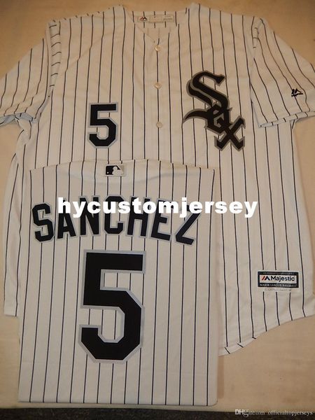 

дешевые пользовательские мужские величественный чикаго #5 карлос санчес бейсбол прохладный база джерси мужские сшитые трикотажные изделия бо, Black;blue