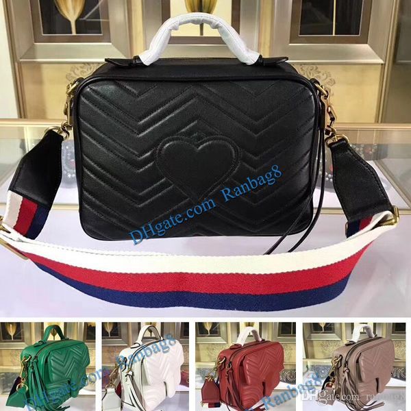 

7a quality brand women's black marmont matelasse shoulder bag 498100 genuine cowhide leather handbag zipper around flap pocket front