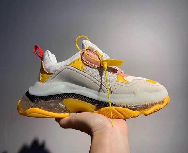 

luxury platform dad casual shoes crystal bottom triple-s leisure designer shoes sneakers for men vintage old grandpa trainer chaus cs03, Black