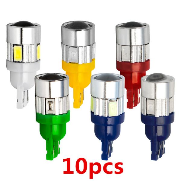 

10шт показать широкий свет t10 5630 6smd auto light-emitting diode лампы лампы аксессуары белый high power automotive 3w светодиодные фонари