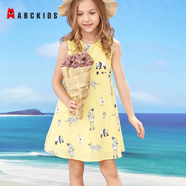 

abckids sleeveless princess dress girls hollow out back summer beach casual dresses for kids baby children party cotton clothing, Red;yellow