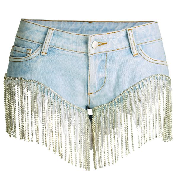 

ewq] 2020 tassel high waist blue denim shorts women summer bodycon jeans short female casual streetwear mi699, White;black