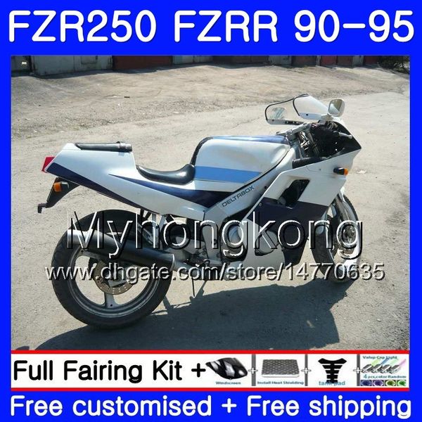 FZRR белая новая рама для YAMAHA FZR-250 FZR 250R FZR250 90 91 92 93 94 95 250HM.13 FZR 250 FZR250R 1990 1991 1992 1993 1994 1995 Комплект обтекателя