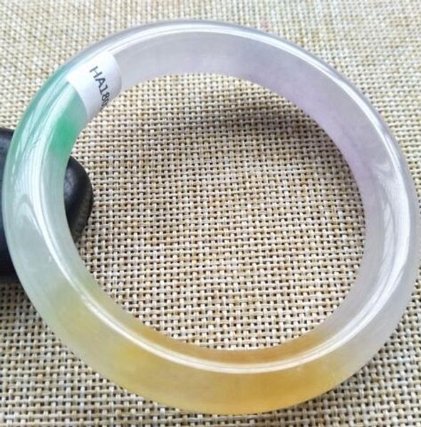 

57-60mm natural certificada verde jadeita jade pulsera brazalete, Black