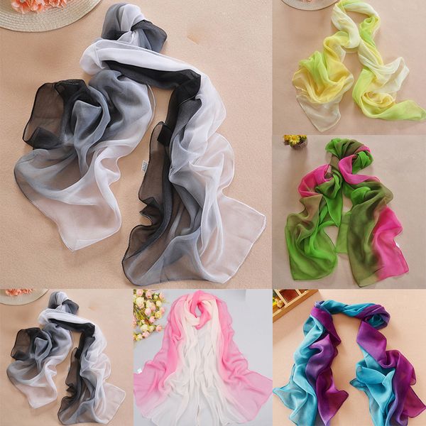 

2019 новая мода женщины шаль gradient печати шарф женский пляж многоцелевой шаль шарф летний cachecol шифон хиджаб, Blue;gray