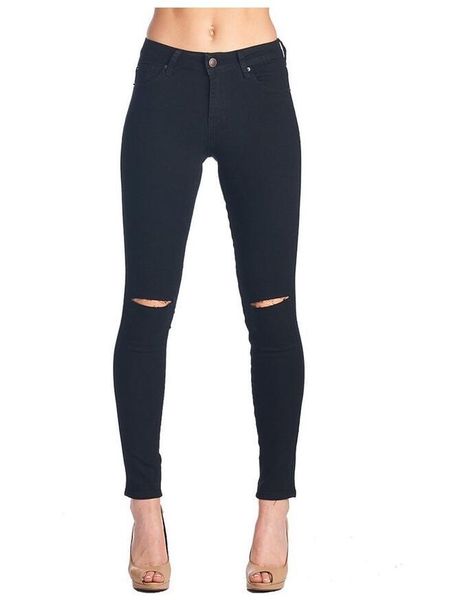 

korean style slim fashion jeans in women's jeans ripped skinny elastic jean slim femme, Blue