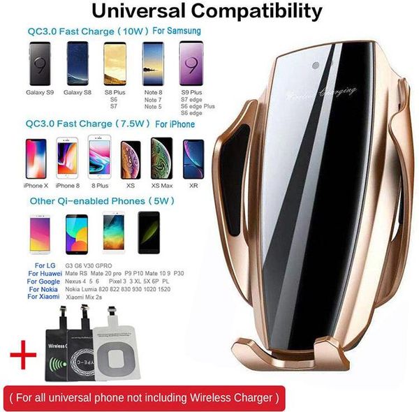 WLAN -Auto -Ladegerät X5 10W Qi für iPhone XS Max XR X für Samsung S10 S9 für Huawei Smart Infrarot Infrarot Wireless Lading Retail Box 2020