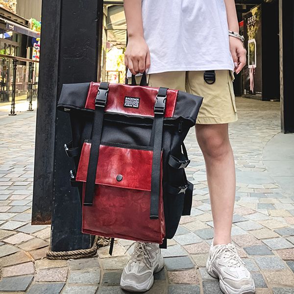 

retro backpack large capacity pu leather men women bagpack tourism youth multi-function bag england style cj191212