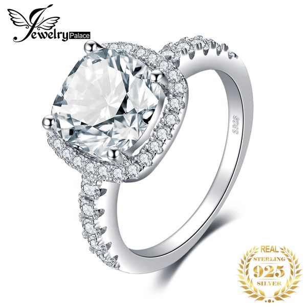 

jewelrypalace 3ct cz halo engagement ring 925 sterling silver rings for women anniversary ring wedding rings silver 925 jewelry, Slivery;golden