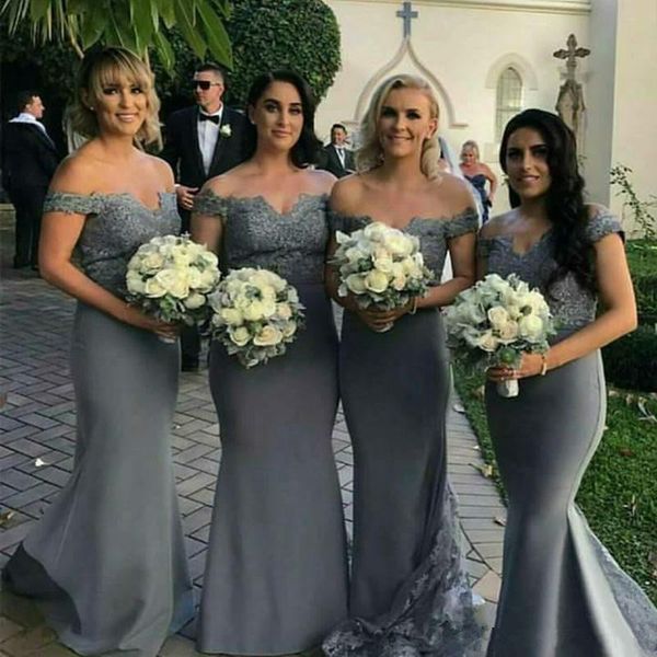 

эластичное атласное платье русалки с открытыми плечами с кружевными аппликациями серое вечернее платье халат mariage femme, White;pink