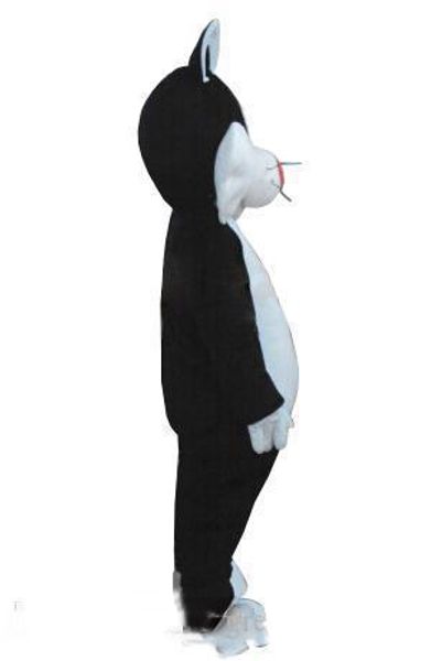 2019 Sconto vendita in fabbrica Costume mascotte gatto Silvestro per animale adulto grande nero con festa bianca di Halloween Purim