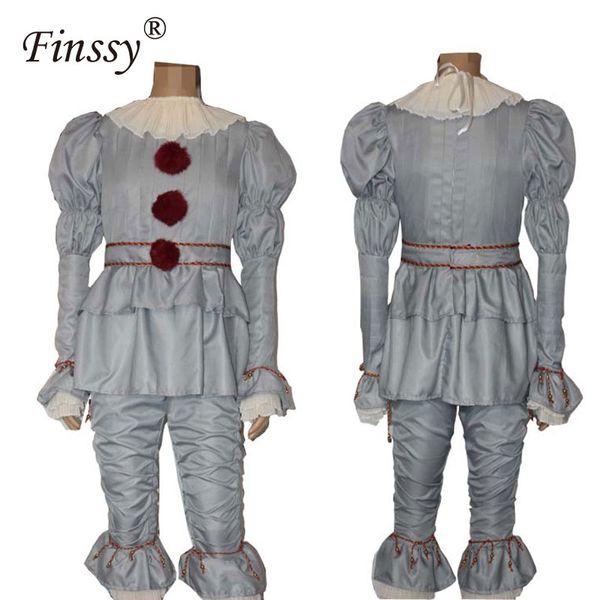 

movie stephen king's it pennywise cosplay costume for men halloween costume scary joker suit fancy masquerade party prop, Black;red