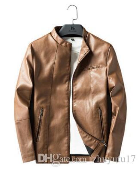 

men locomotive jacket coat leisure leather jacket zipper casual jumper winter outerwear fashion overcoat outerwear men's clothing w, Black