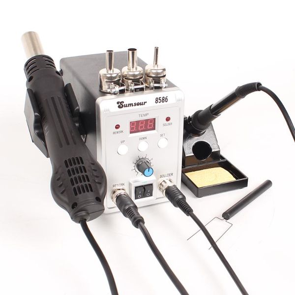 

new solder station 8586 2in1 electric soldering irons air gun 750w smd rework soldering desoldering welding repair tool kit