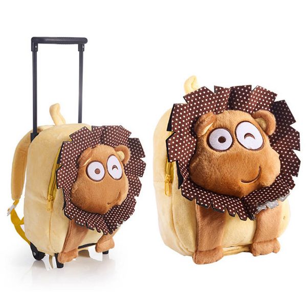 

children's plush cartoon backpack detachable trolley rolling wheels preschool girls school bags children cartoon toddler bags