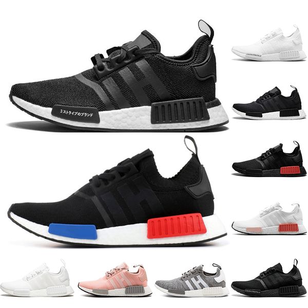 

with socks 2019 fashion runner r1 mesh triple black white og cream salmon men women running shoes sneakers primeknit sports sneakers 36-45