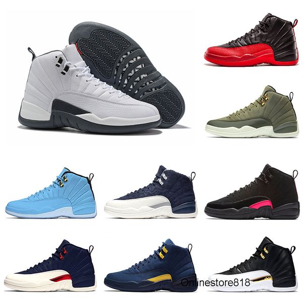 

drop shipping game royal gym red 12 xii 12s mens basketball shoes fiba michigan taxi flu game men dark grey athletic sports sneakers