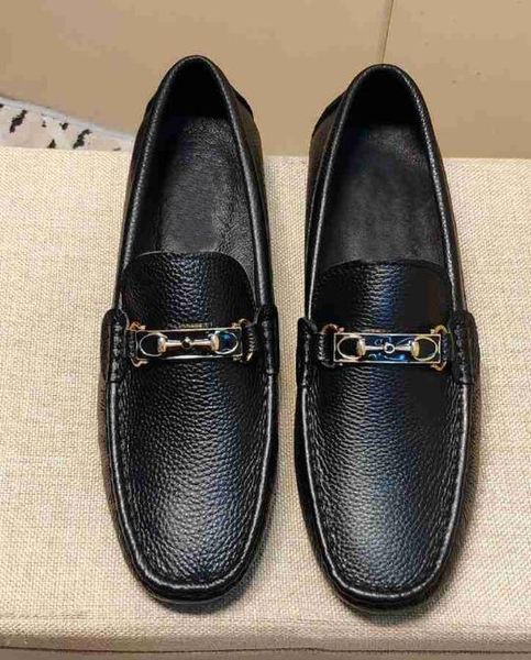 

original box] fashion new mens moccasin-gommino loafers dress slip on walking cow leather drive casual wedding shoes size 38-44, Black