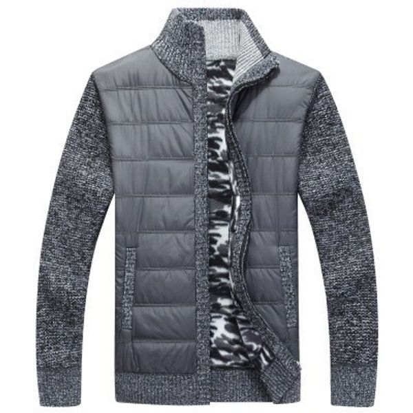 

2019 new men's thick sweater coat male autumn winter down sweatercoat black blue gray zipper sweater jacket outerwear -3xl, White;black