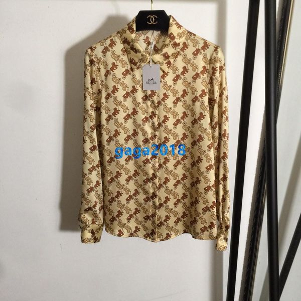 

high end женщины девушки рубашка пэчворк на всем протяжении мультфильм лошадь мотив лацкан шеи с длинным рукавом тройник блузка milano взлет, White