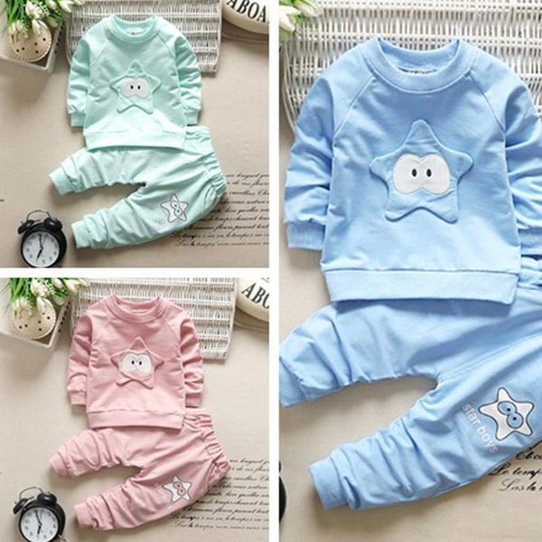 

two-piece baby suit casual sports sweatshirt pants girl boy clothes set sweater + pants, White
