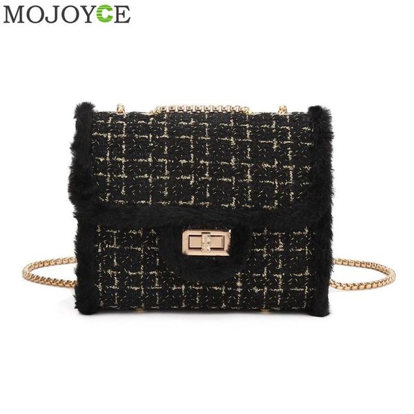 

women plush wool bag chain single shoulder designer bag silver crossbody bags for women shoulder bags