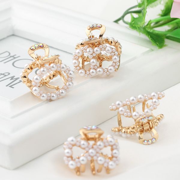 

elegant crystal imitation pearl hair clip claw charm hairpin crab alloy hair claw women styling tools