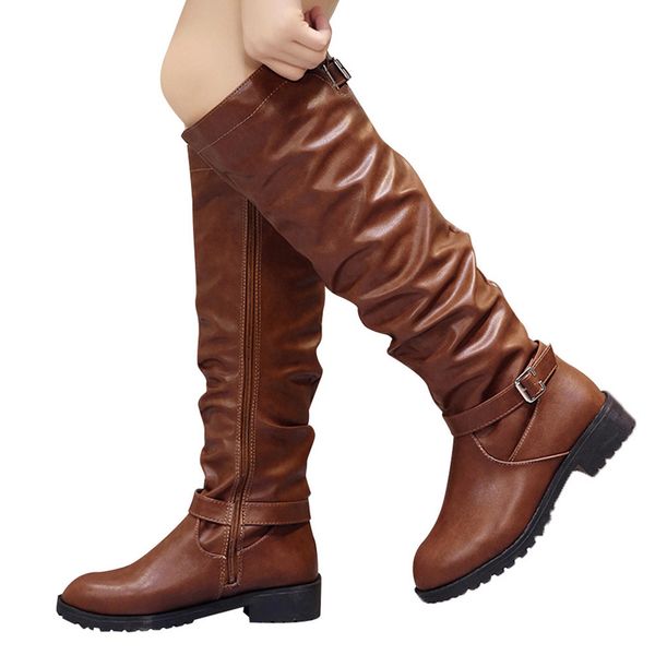 

size 35-43 2019 new shoes women boots zipper platform knee high boots women female autumn winter lady high, Black