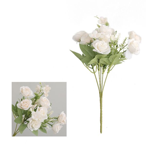 

a bunch of home deskdecoration simulation five branch roses bouquet wedding fake flower ornament