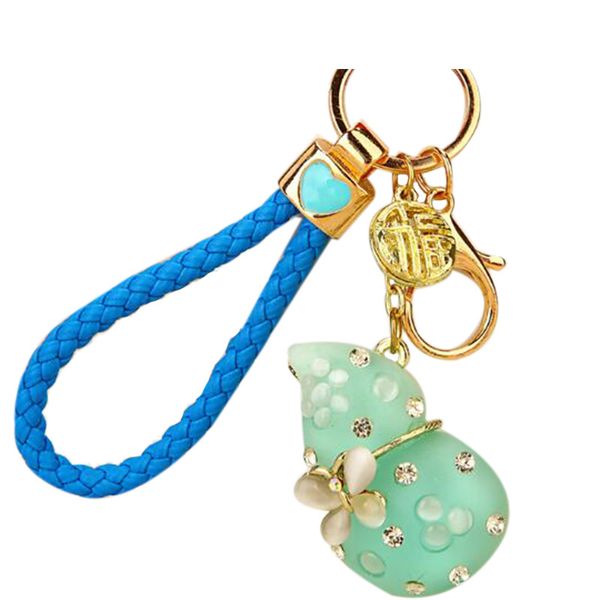 

creative gift rhinestone cute gourd car key chain female bag pendant keychain crystal key ring charm jewelry, Silver