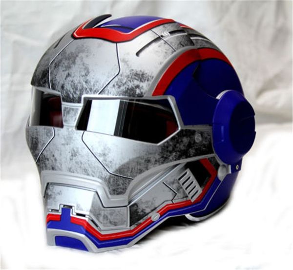 

men women masei 610 iron man patriot personality special motorcycle offbeat half open face motocross helmet-blue