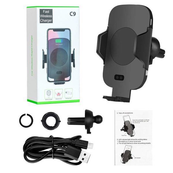 

infrared fast wireless car charger mount for x 8 10w automatic qi wireless charging air vent phone holder for s9