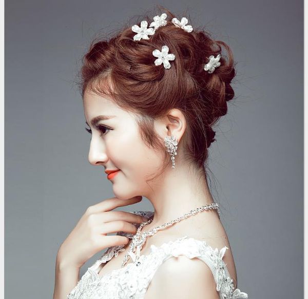 

korean version hairpin hairdress bride dress accessories wedding dress bride handmade headdress, Slivery;golden