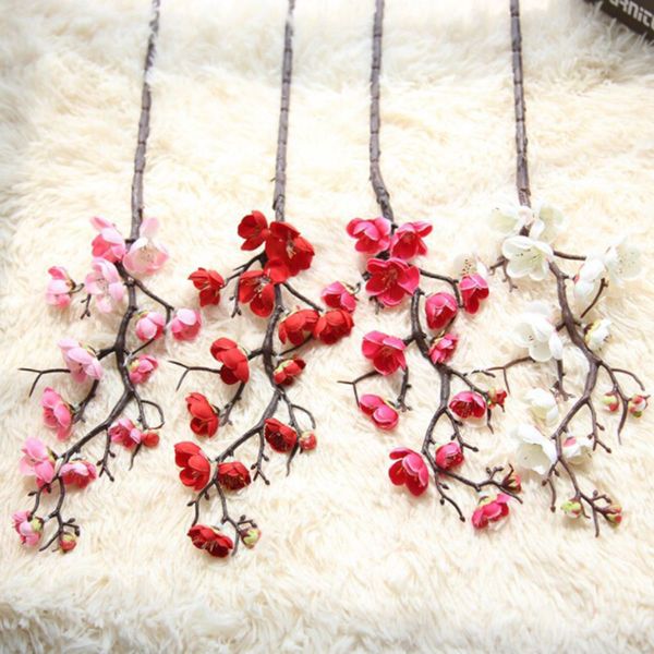 

1pc artificial flower home l wedding party silk cloth flowers decor fake plum blossom branch fake flower tree