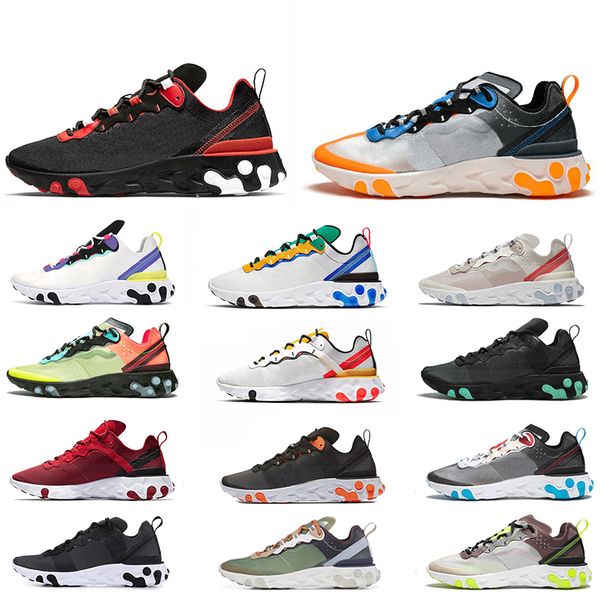 

new bred react element 87 55 mens running shoes for men hyper pink white green tour yellow black red trainers sports sneakers