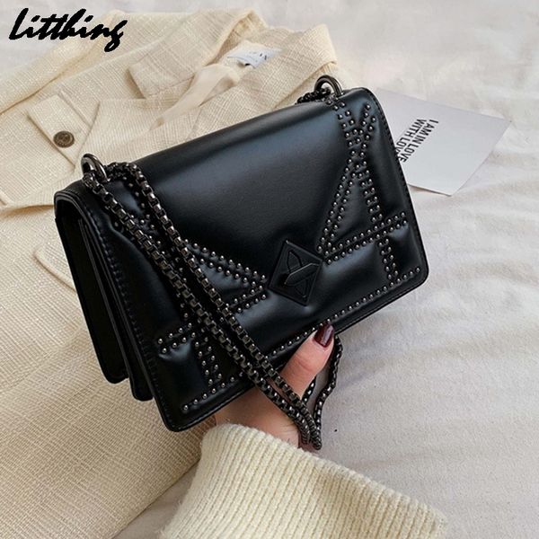 

малый заклепки кожа pu crossbody сумки для женщин 2020 качество леди плечо сумка женские сумки роскошные цепные